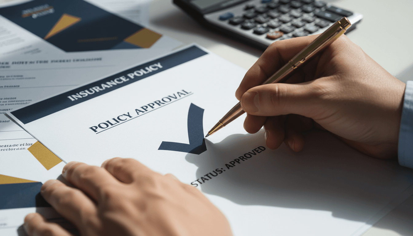 Hand marking approval on insurance quote document