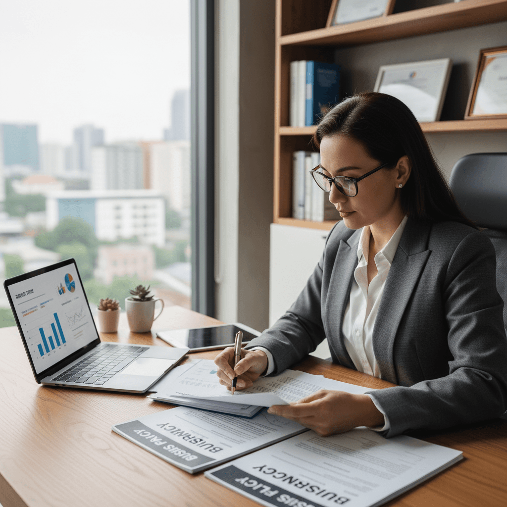 Business owner comparing insurance quotes